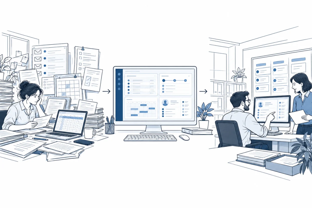 Spreadsheets, email, and paper approvals becoming an organized workflow in a custom business application